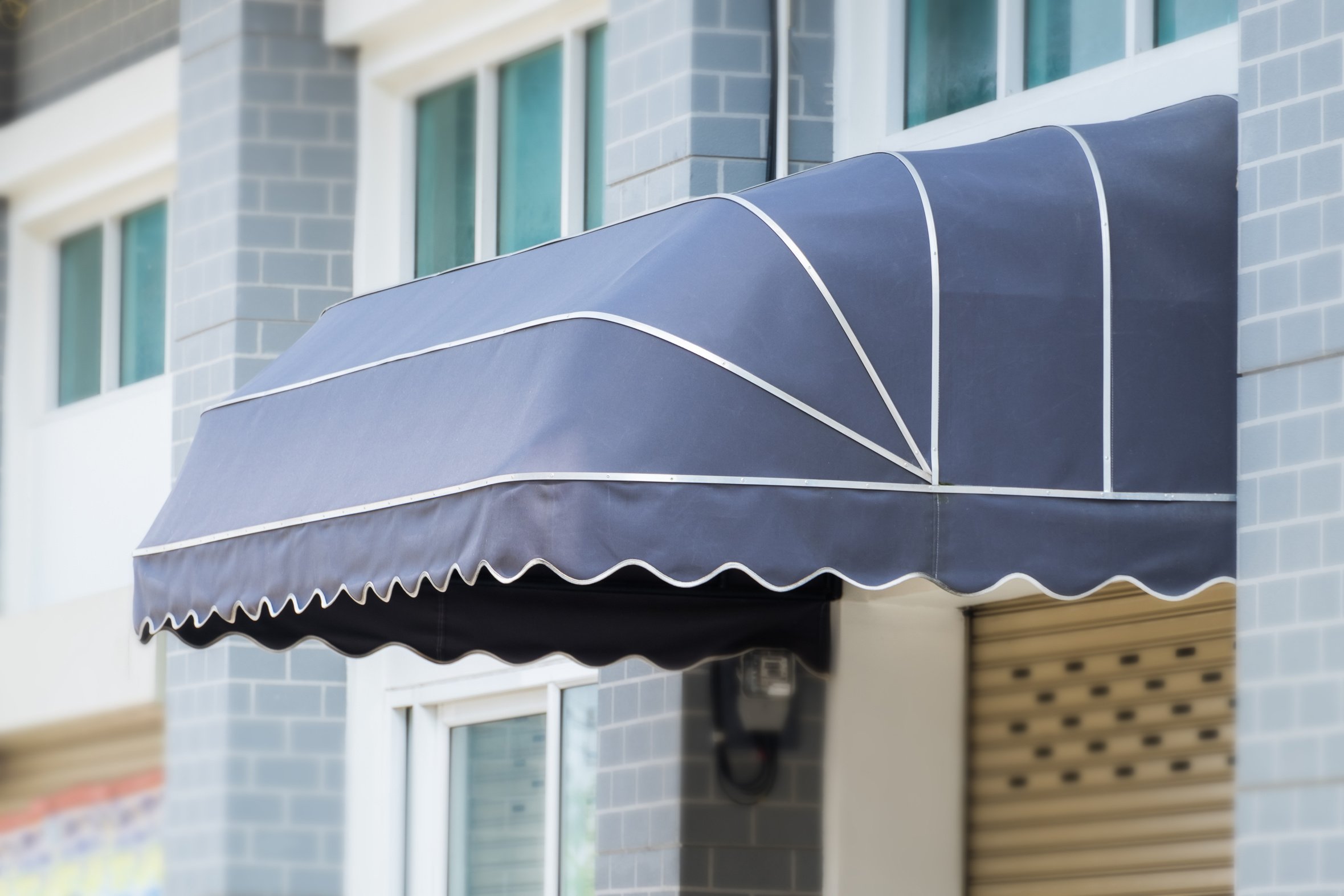 Awning in front of the building